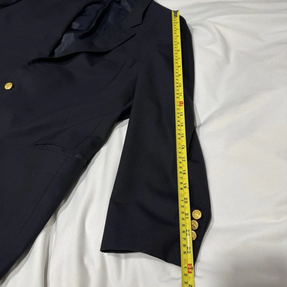 Brooks Brothers Men Blazer Jacket 52L Brooksease Loro Piana Navy Gold Buttons